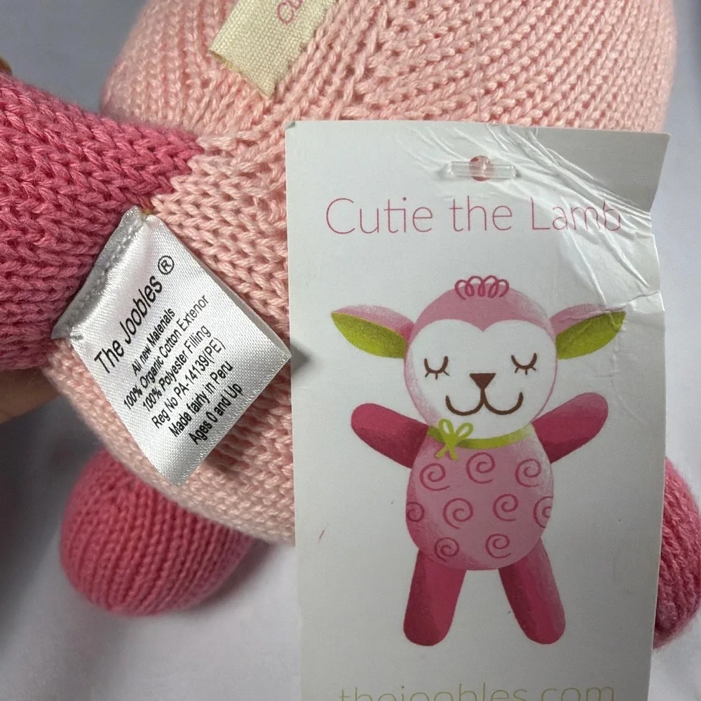 The Joobles Cutie the Lamb Plush Toy Kids OS Pink Organic Cotton Knit Fair Trade